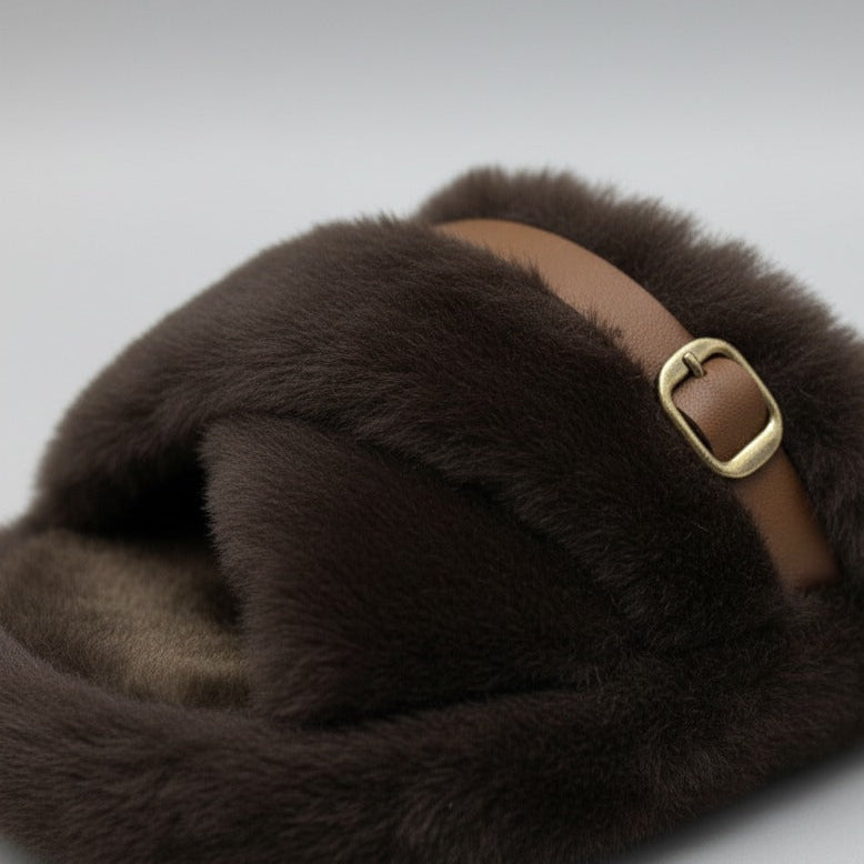 Chaussons en peluche pour femmes : chaudes, respirantes, à bout ouvert et à boucle