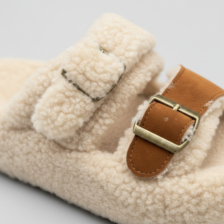 Sabots en polaire Teddy pour femmes : orteils au chaud, fermeture à boucle