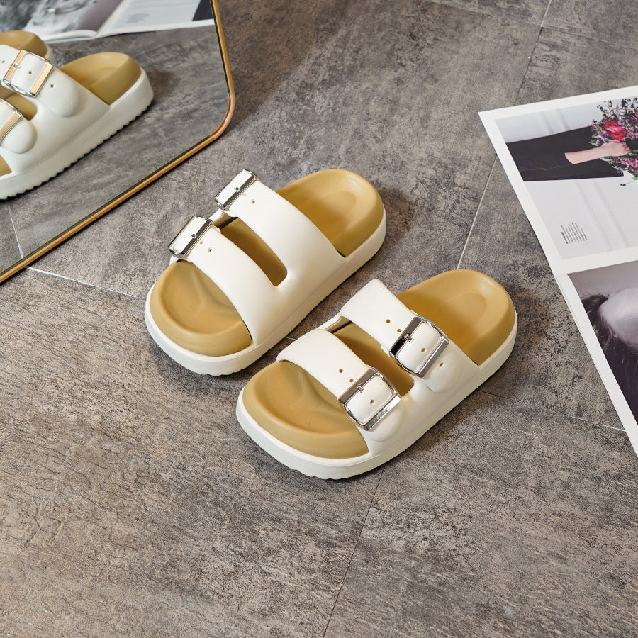 Chaussons Pour Femmes 2024 Été Nouvelle Double Boucle EVA Sangle Épaisse Sandales I