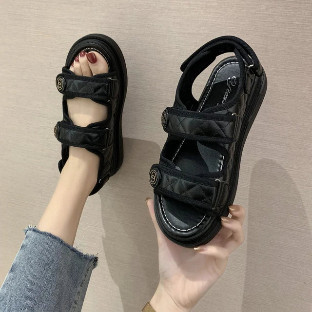 Sandales à plateforme de style coréen pour femmes – Chaussures de plage décontractées 2024