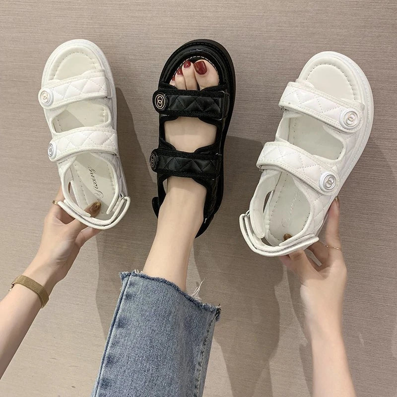 Sandales à plateforme de style coréen pour femmes – Chaussures de plage décontractées 2024